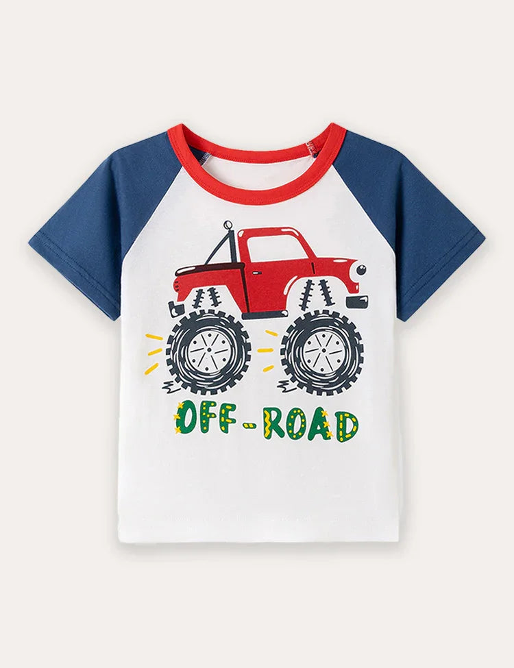 Car Print Short Sleeve T-Shirt