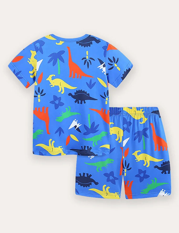 Dinosaur Print Short Sleeve T-Shirt and Shorts Set