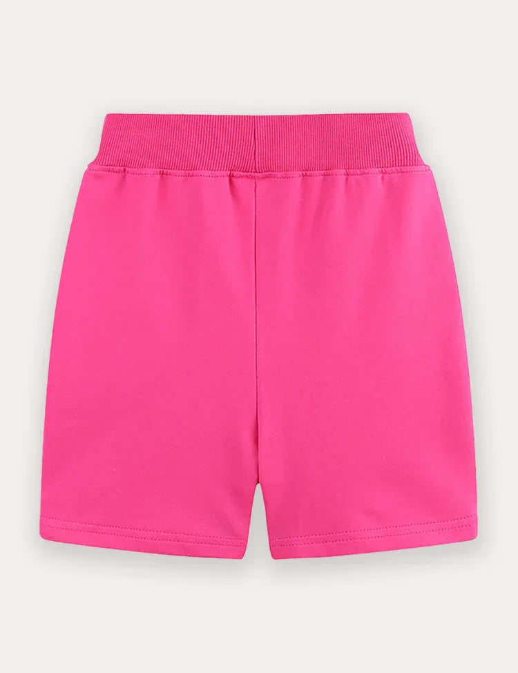 Animal Embroidered Cotton Shorts