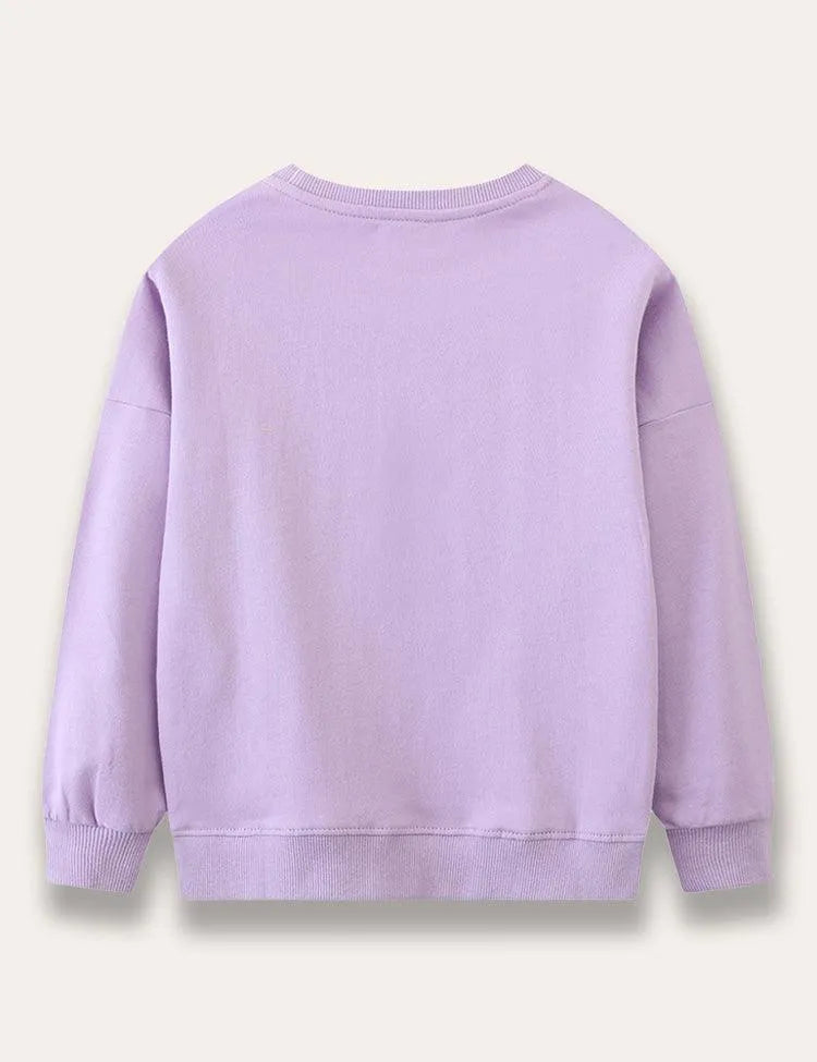 Cartoon Animal Appliqué Sweatshirt - Mini berni