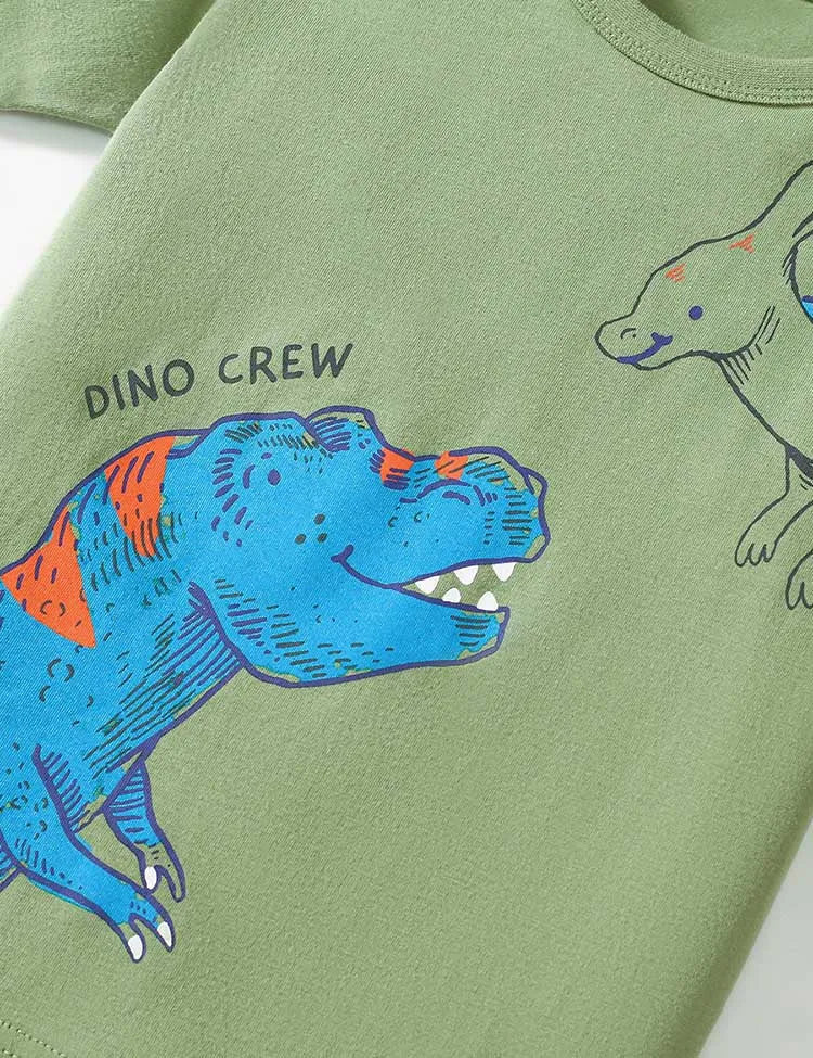 Dinosaur Print Short Sleeve T-Shirt and Shorts Set