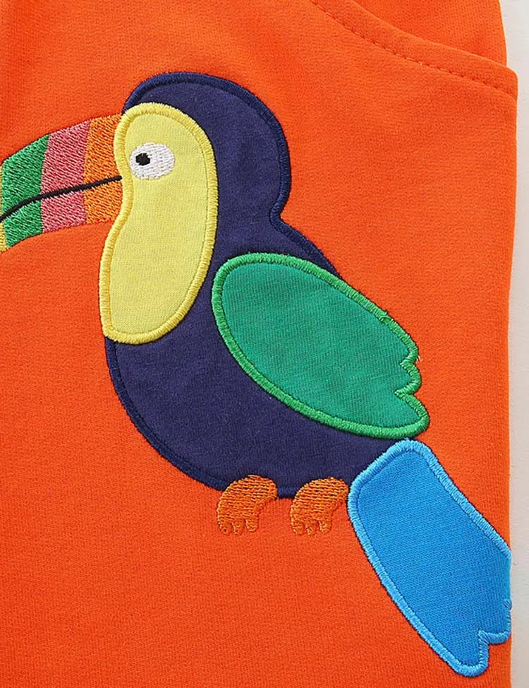 Animal Embroidered Cotton Shorts