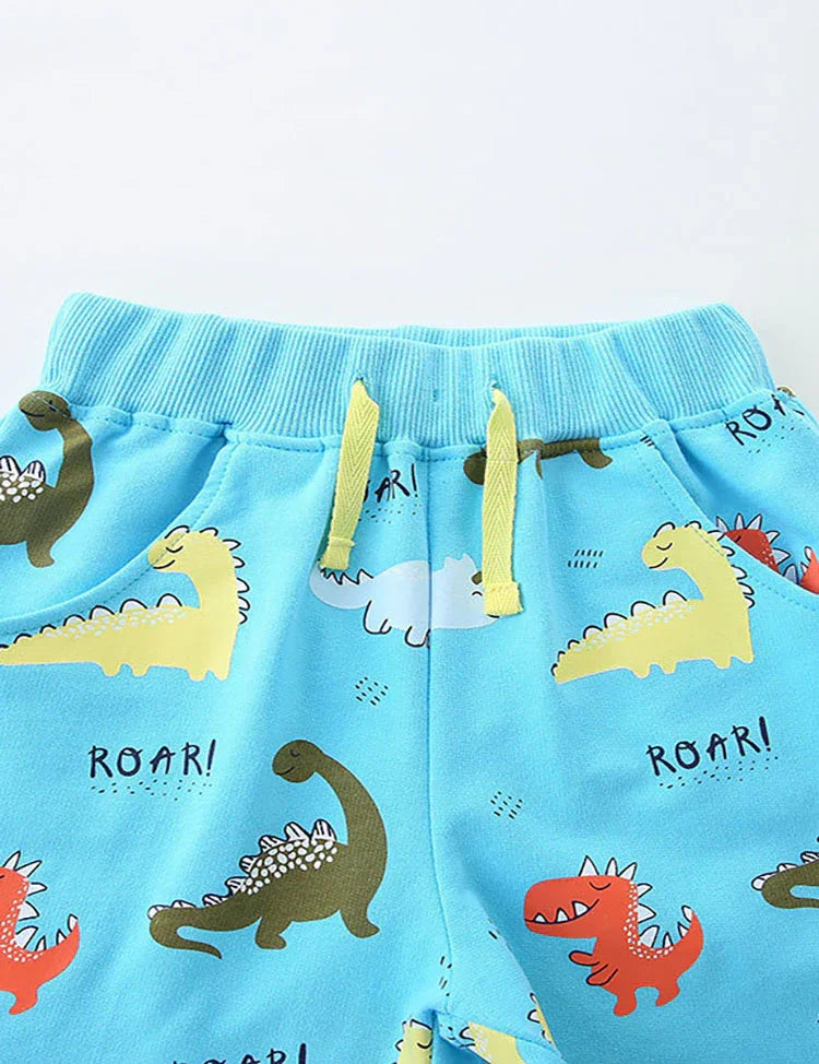 Dinosaur Print Cotton Shorts