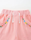 Flower Embroidered Cotton Shorts
