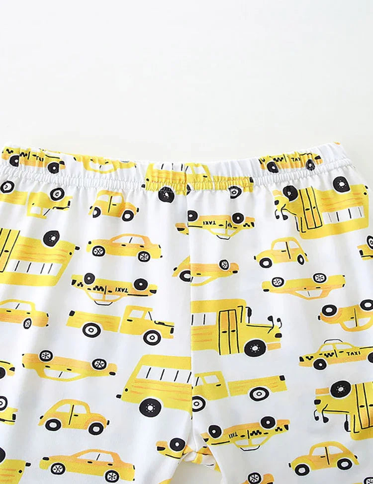Car Print Short Sleeve T-Shirt and Shorts Set