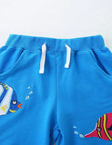 Fish Embroidered Cotton Shorts