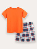 Truck Plaid Applique T-Shirt and Shorts Set
