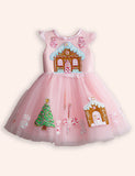 Gingerbread House Embroidered Tulle Dress