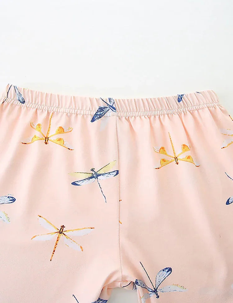 Dragonfly Print Short Sleeve T-Shirt and Shorts Set