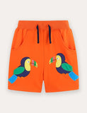 Animal Embroidered Cotton Shorts