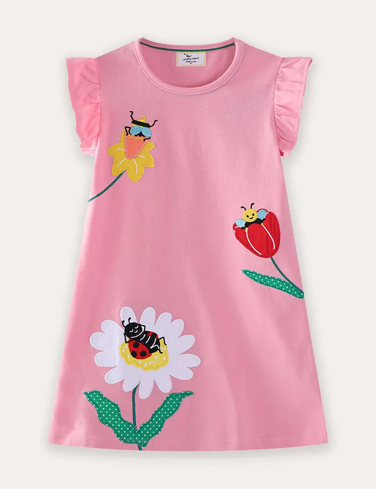 Flower Insect Applique Dress