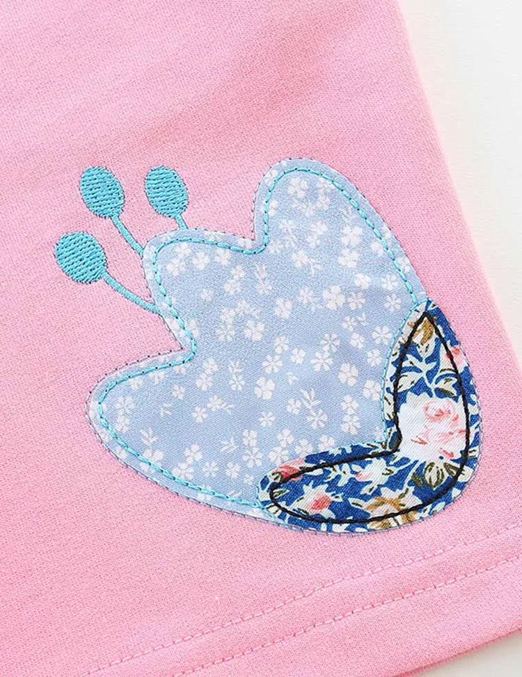 Flower Embroidered Cotton Shorts