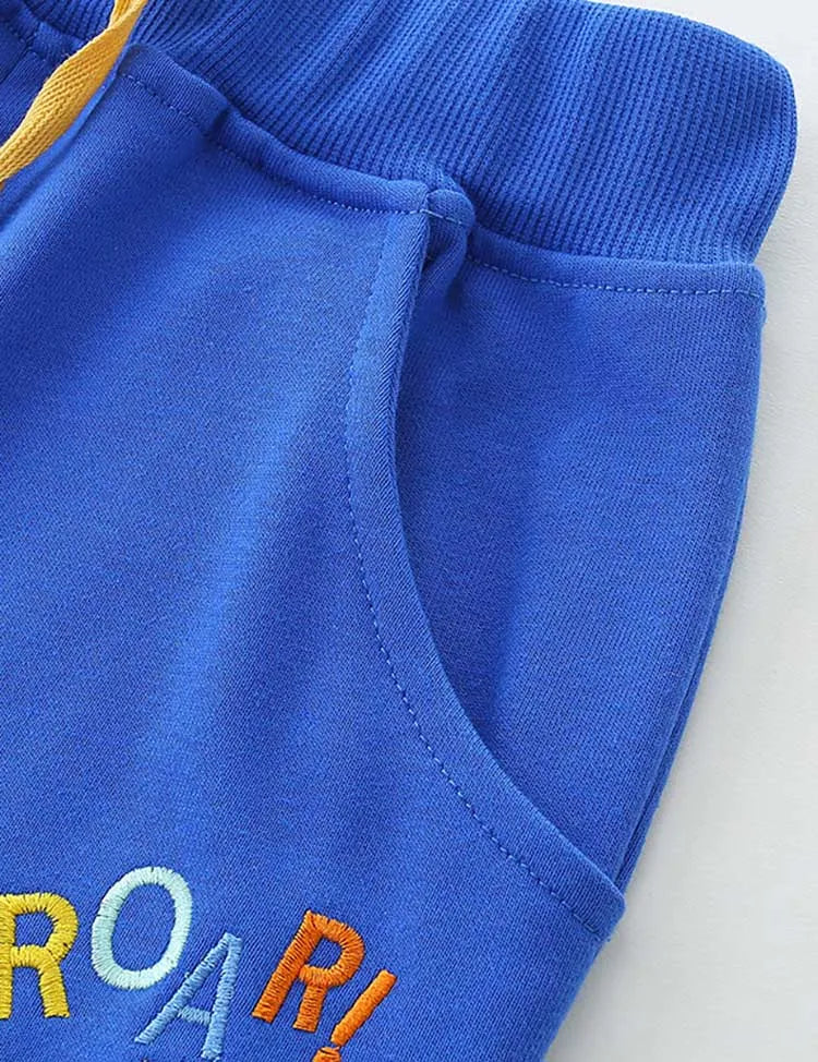 Cartoon Lion Embroidered Shorts