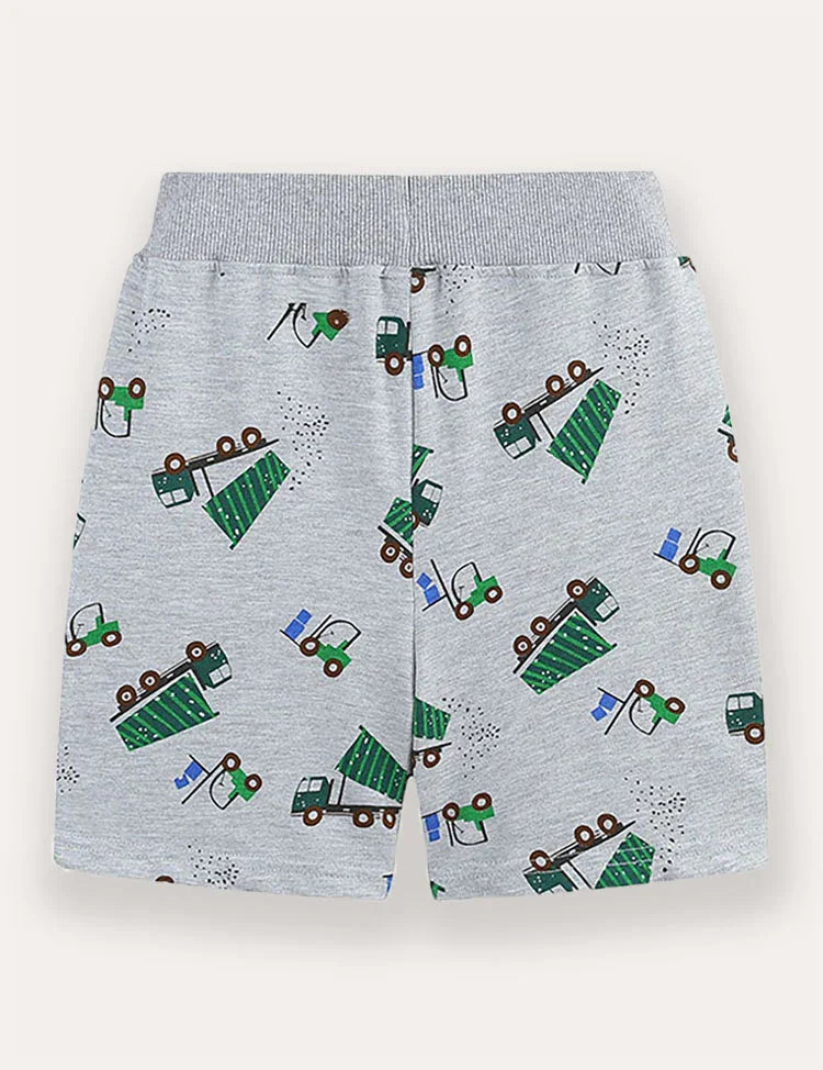 Cartoon Truck Printed Shorts