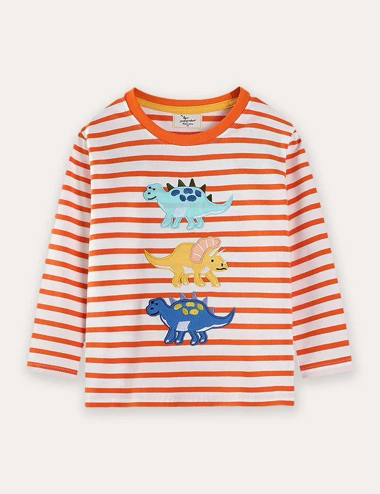 Dinosaur Applique Long Sleeve T-Shirt