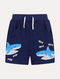 Shark Embroidered Cotton Shorts