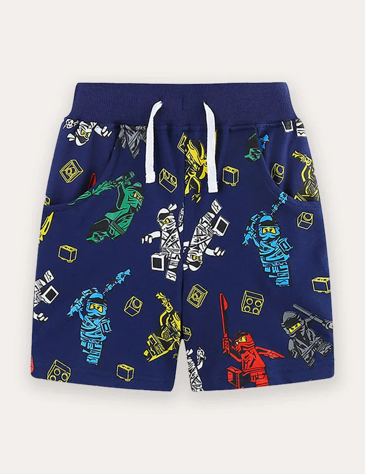 Cartoon Printed Cotton Shorts