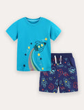 Rocket Print Short Sleeve T-Shirt and Shorts Set