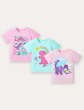 3PCS Dinosaur Print Short-sleeved T-shirt