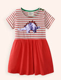 Sequin Dinosaur Cotton Dress