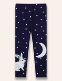 Rabbit Moon Appliqué Starry Leggings