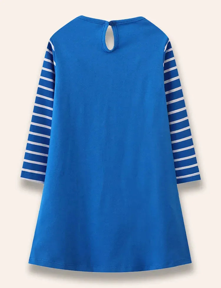 Cartoon Owl Appliqué Dress