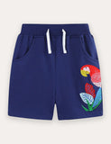 Parrot Embroidered Cotton Shorts