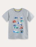 Tent Car Print T-Shirt And Shorts Set