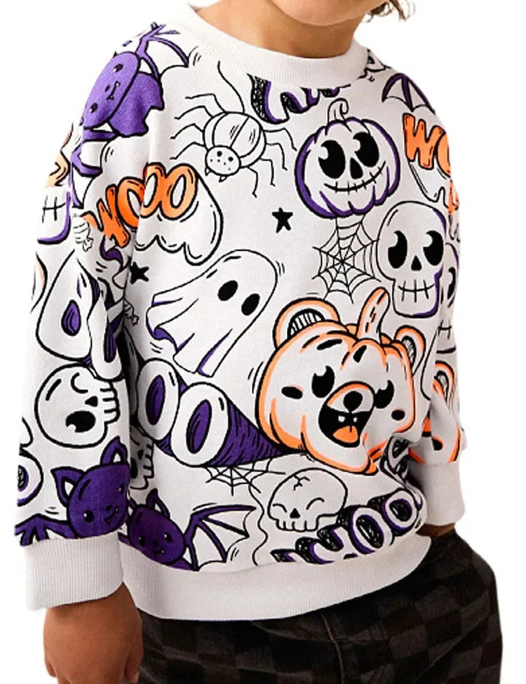 Halloween Pumpkin Ghost Printed Sweatshirt