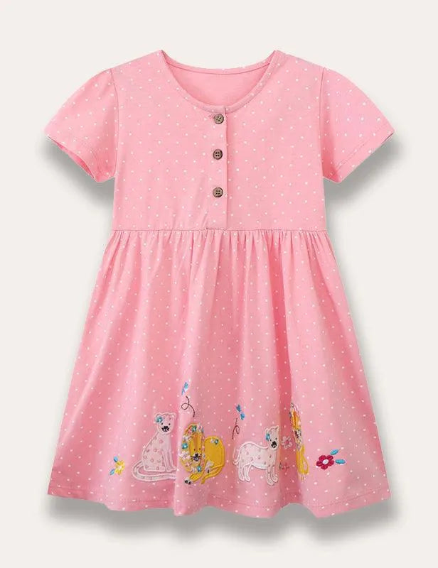 Animal Appliqué Dotted Dress - Mini Taylor