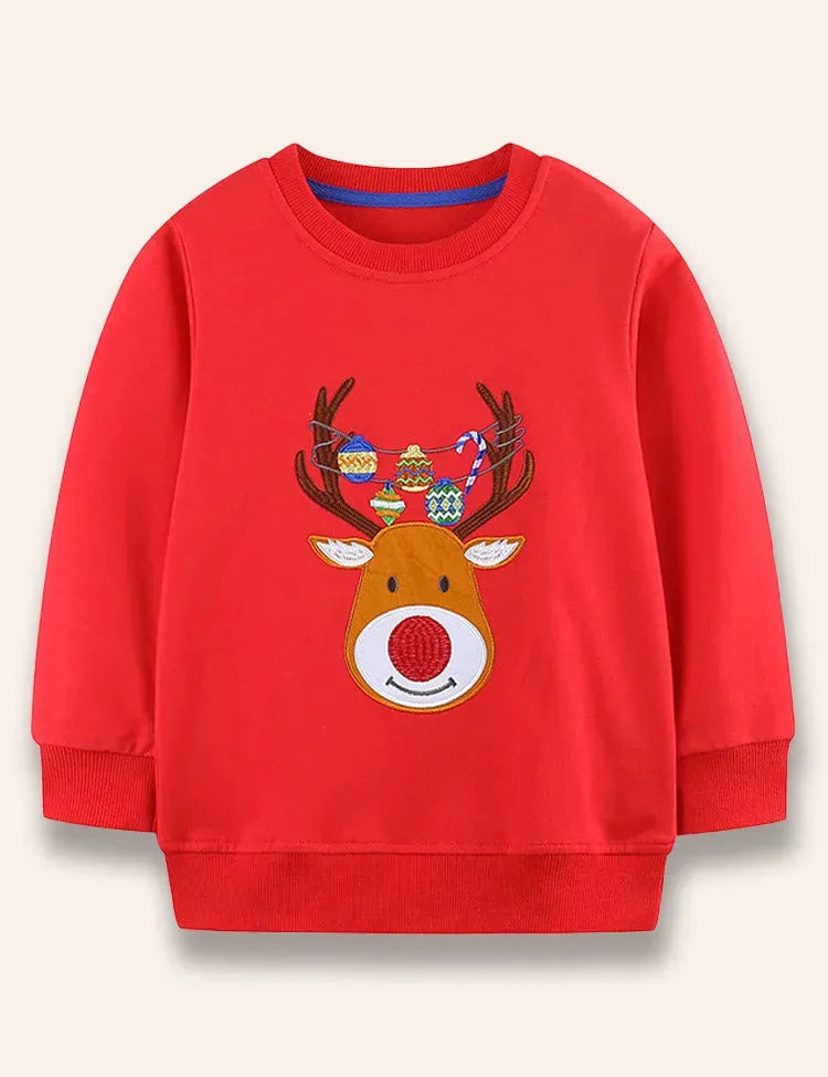 Christmas Reindeer Appliqué Sweatshirt