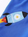 Cartoon Rocket Applique Shorts