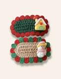 2PCS Christmas Handmade Knitted Hairpins