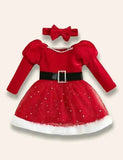 Christmas Starry Tulle Party Dress+Bow Headband