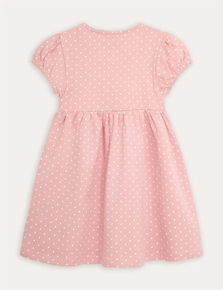 Coral Pink Giraffe Appliqué Button Front Dress