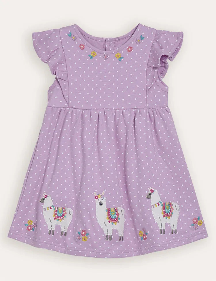 Lilac Purple Llama Appliqué Summer Dress