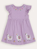 Lilac Purple Llama Appliqué Summer Dress