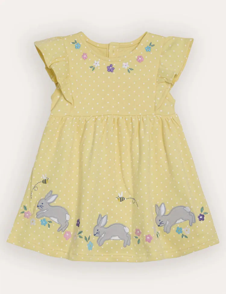 Yellow Bunny Appliqué Summer Dress