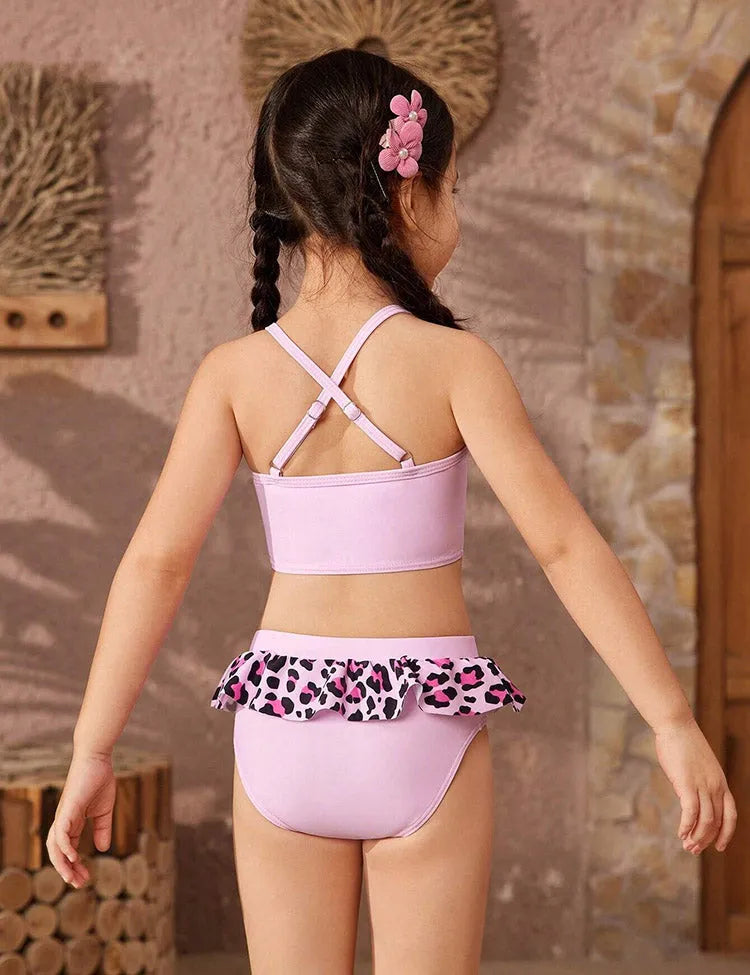 Leopard Print Ruffled Bikini Set