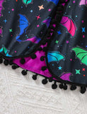 Halloween Bat Print Cape + Tulle Vest Dress Set