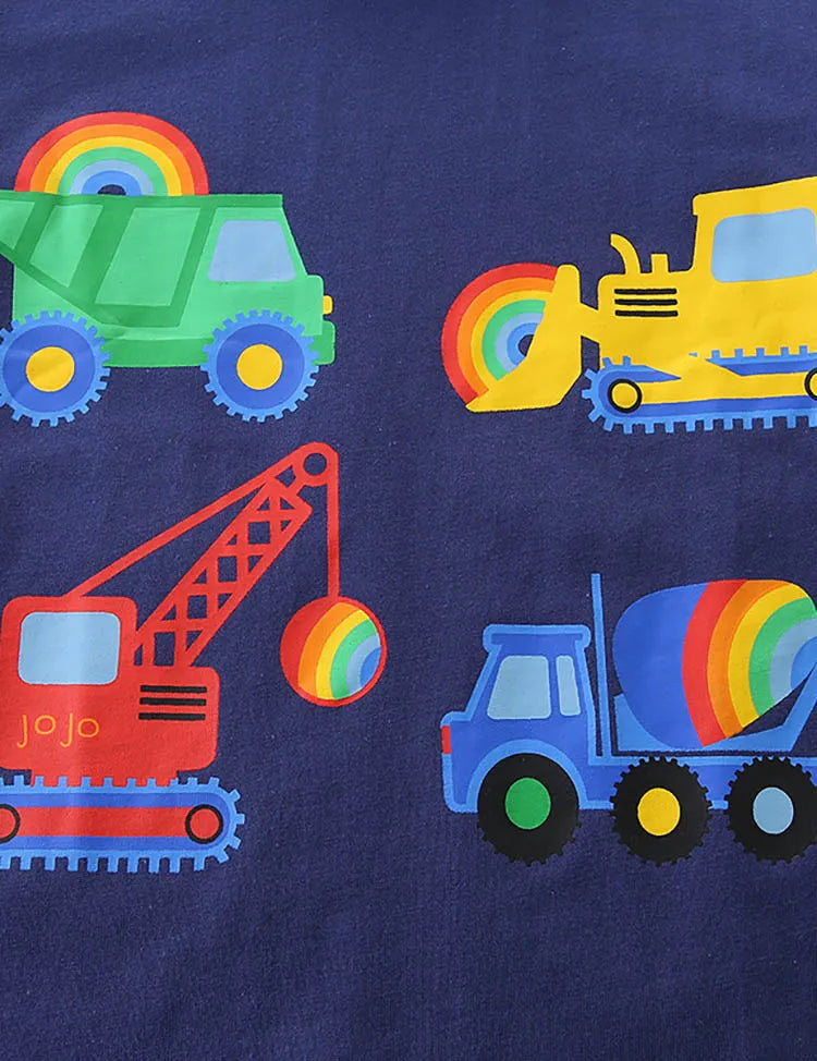 Construction Car Printed Short Sleeve T-Shirt