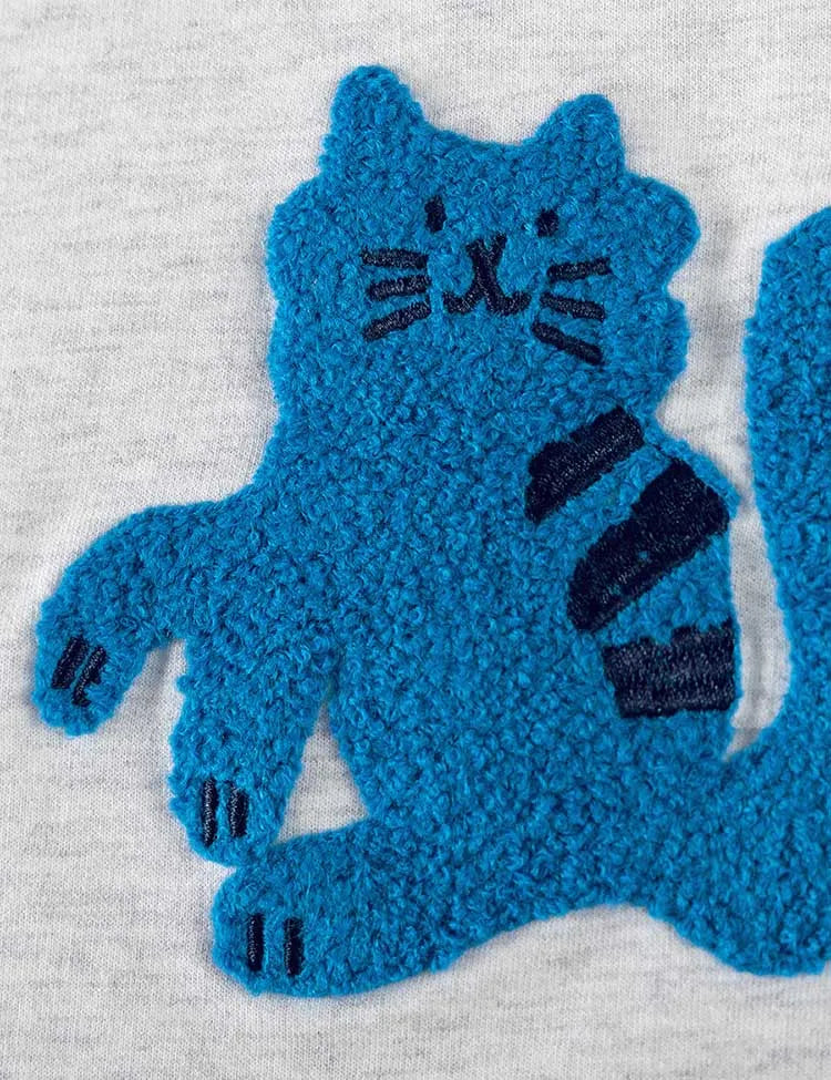 Cute Puppy Appliqué Long Sleeve Dress