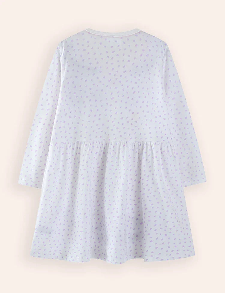 Dinosaur Applique Long Sleeve Dress