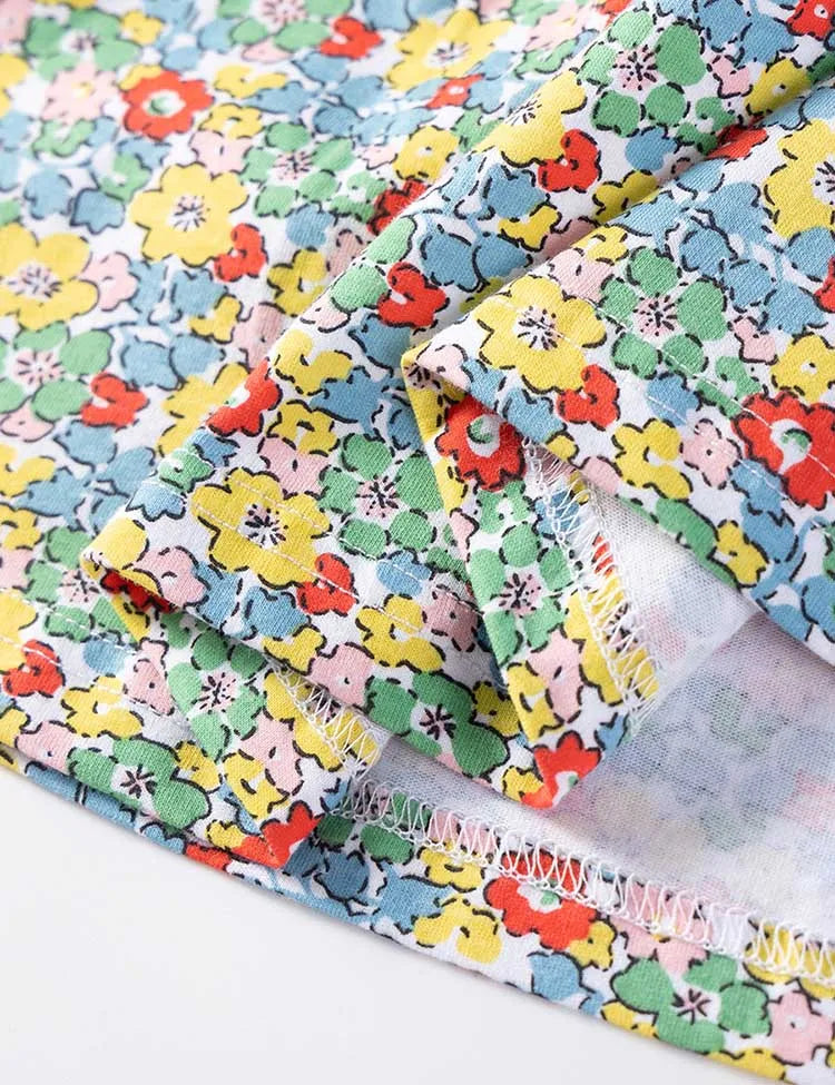 Floral Print Long-sleeved Cotton Dress