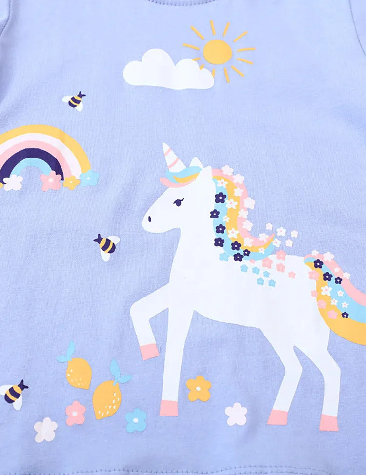 Rainbow Unicorn Print Short Sleeve T-Shirt
