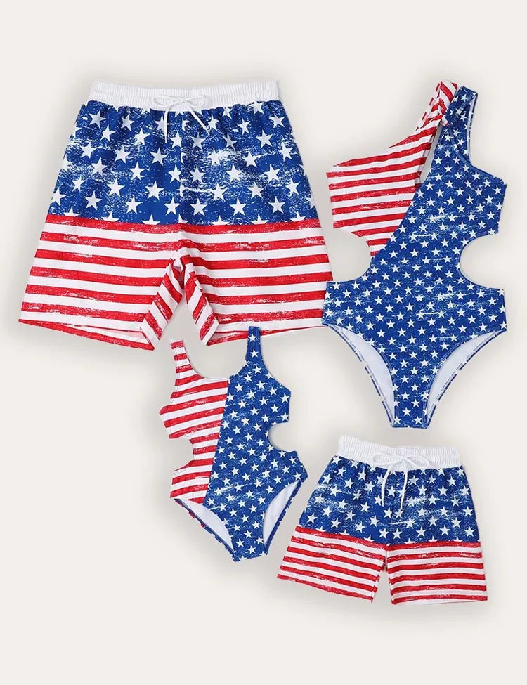 Family Matching Independence Day Stars and Stripes Swimsuit