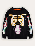 Halloween Luminous Skeleton Print Sweatshirt & Pants