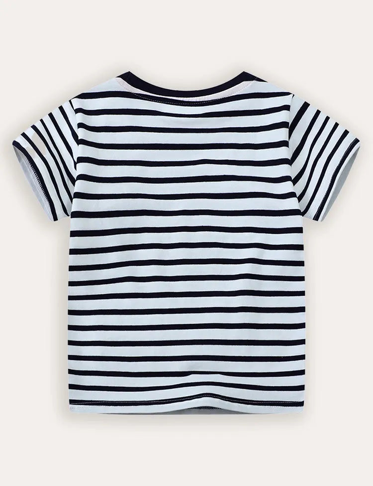 African Animals Applique Short Sleeve T-Shirt