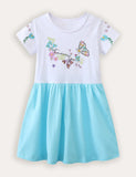 Butterfly Flower Embroidered Cotton Dress