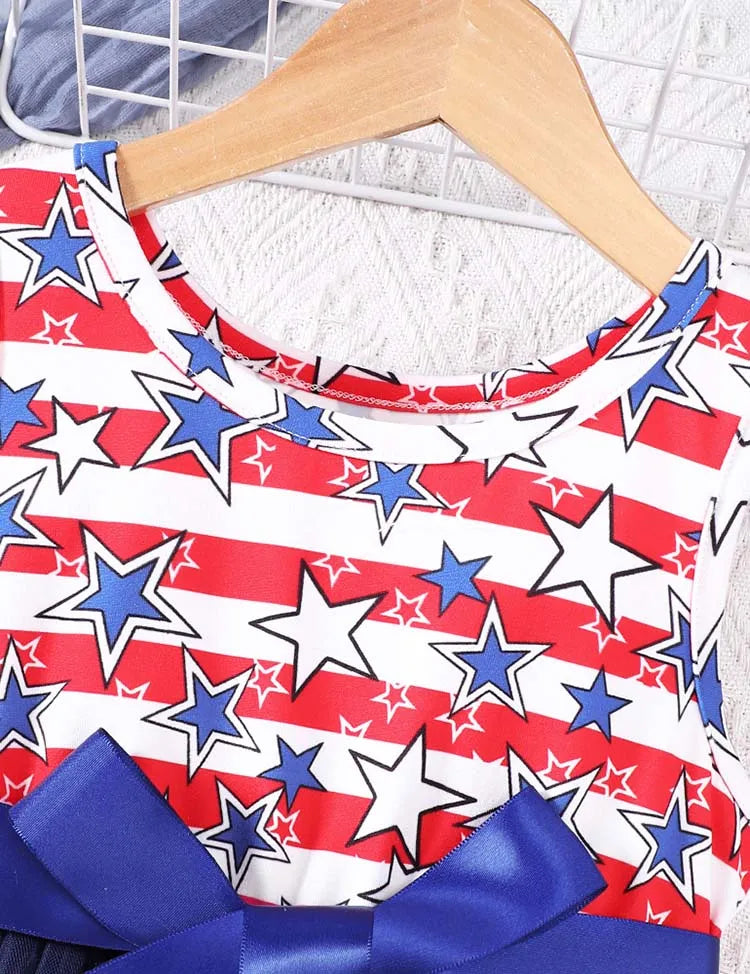 Independence Day Star Bow Tulle Dress